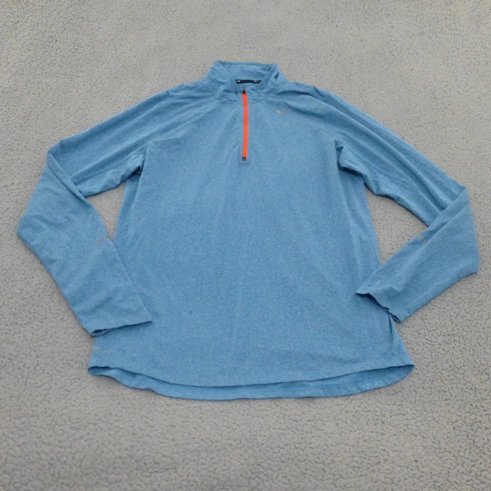 Nike Dri-FIT 1/4 Zip Pullover Mens Medium Running Shirt Blue Long Sleeve